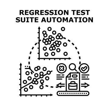 Regression test suite automation concept performing analysis Stockillustratie