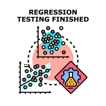 Regression testing finished concept with data analysis charts Stock Illustration