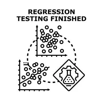 Regression testing finished concept with data analysis charts Stock Illustration