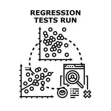 Regression tests run analyzing software quality assurance イラスト素材