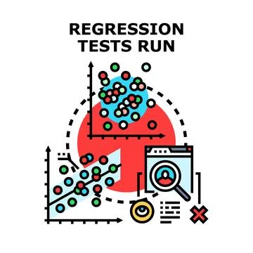 Regression tests run analyzing software quality assurance 库存插图