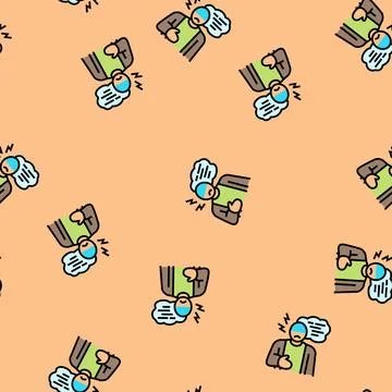Regretful thoughts sad mood vector seamless pattern Stock Illustration