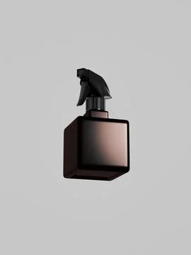 Regtangular trigger sprayer bottle mockup, amber glass foggy spray packaging Stock Illustration