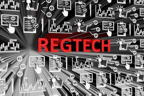 REGTECH concept blurred background 3d render illustration Stock Illustration