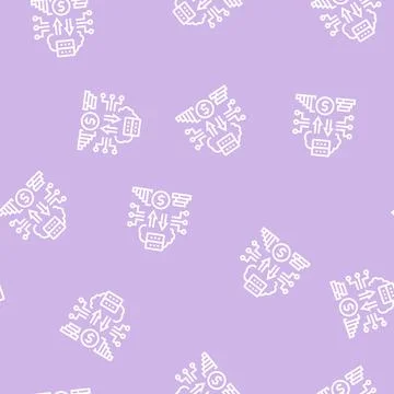 Regtech electronic equipment line seamless pattern Illustrazione stock