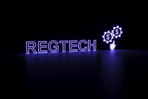 REGTECH neon concept self illumination background 3D illustration Stock Illustration