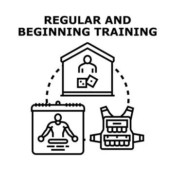 Regular and beginning training process concept icon Stock Illustration