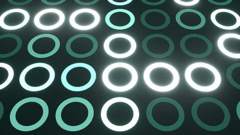 Regular array of glowing circles on dark green background 스톡 일러스트