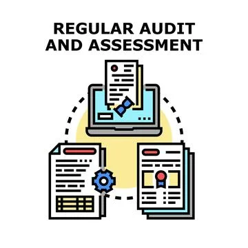 Regular audit and assessment process with digital and paper documents Stock Illustration