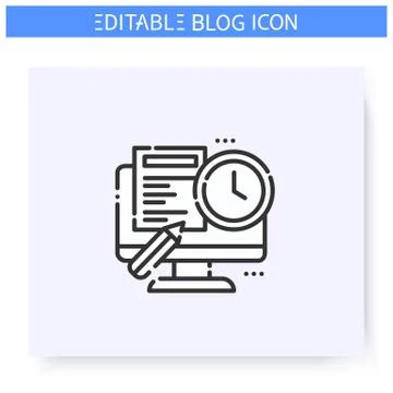 Regular blog post line icon. Editable illustration Illustrazione stock