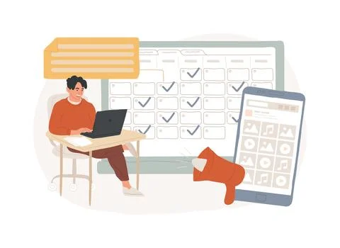 Regular blog posts isolated concept vector illustration. Ilustración de archivo