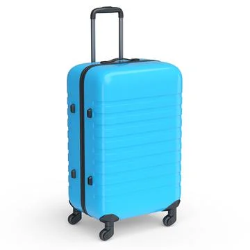 Regular blue polycarbonate suitcase isolated on white background. 스톡 일러스트