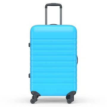 Regular blue polycarbonate suitcase isolated on white background. Stock Illustration
