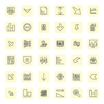 Regular Bold Outline Style Decline Vector Icons with 36 High Resolution Gri.. Stock Illustration