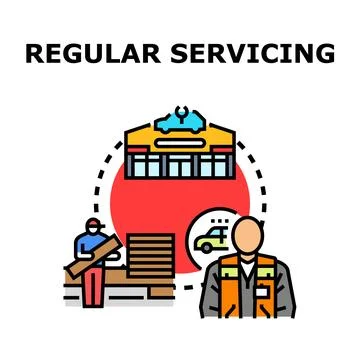 Regular car servicing maintaining vehicle performance program Stock Illustration