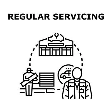 Regular car servicing maintaining vehicle performance program Stock Illustration