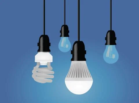 Regular, cfl and led bulb Stock Illustration