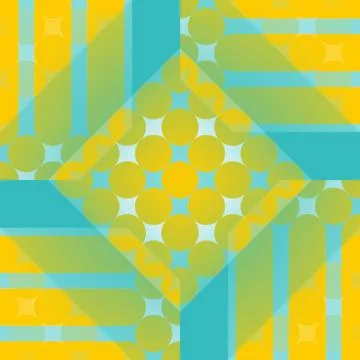 Regular circles and diamond pattern yellow turquoise blue green Stock Illustration