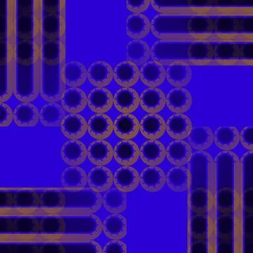 Regular circles and stripes pattern dark blue purple brown shifted Illustrazione stock