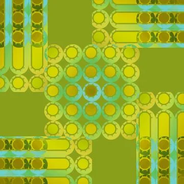 Regular circles pattern olive green yellow brown blue shifted Stock Illustration