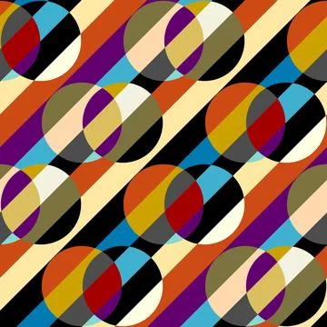 Regular circles retro pattern. Seamless Vector image. Stock Illustration