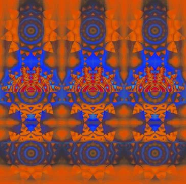 Regular concentric circle ornaments orange blue purple brown red Stock-Illustration
