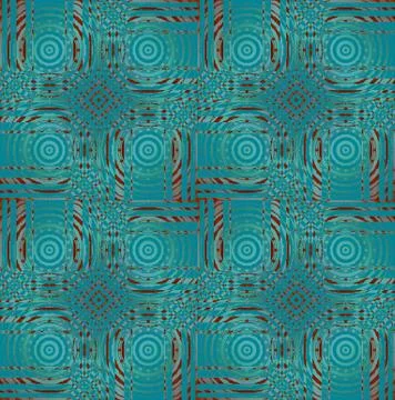 Regular concentric circles pattern with diamonds turquoise, aquamarine  brown イラスト素材