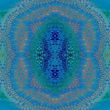 Regular delicate ornamental pattern blue pink light brown green turquoi Stock Illustration