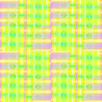 Regular diamond pattern yellow green violet with wavy lines vertically Stock Illustration