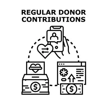 Regular donor contributions for charitable giving and support Stock Illustration