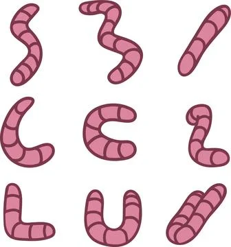 Regular Earth Worm Element Bundle Stock Illustration