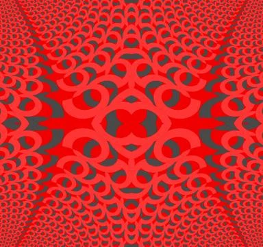 Regular ellipses pattern pastel red and dark gray on red centered Stock Illustration