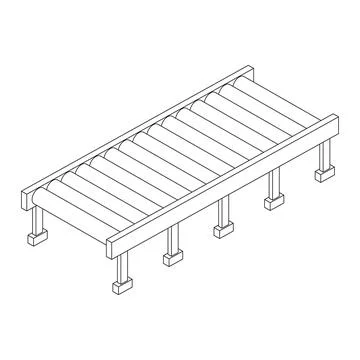 Regular empty roller conveyor section Stock Illustration