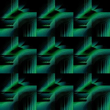 Regular fantasy pattern black green turquoise blue gray diagonally Stock Illustration