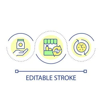 Regular food procurement loop concept icon Stock Illustration