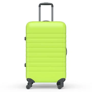 Regular green polycarbonate suitcase isolated on white background. 스톡 일러스트