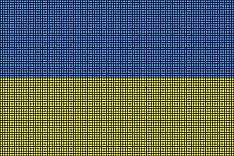 Regular grid of circular dots forming the flag of Ukraine Stock Illustration