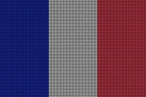 Regular grid of circular dots forming the flag of France Stock Illustration