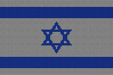 Regular grid of circular dots forming the flag of Israel Stock Illustration