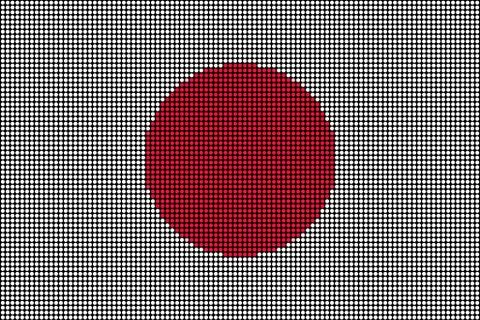 Regular grid of circular dots forming the flag of Japan Stock Illustration