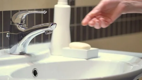 Regular hand hygiene protects against germs and coronoviruses. Close up view. Stock Footage 129576408