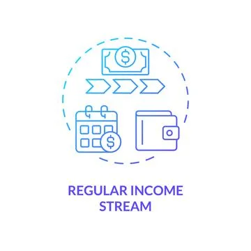 Regular income stream blue gradient concept icon Stock Illustration