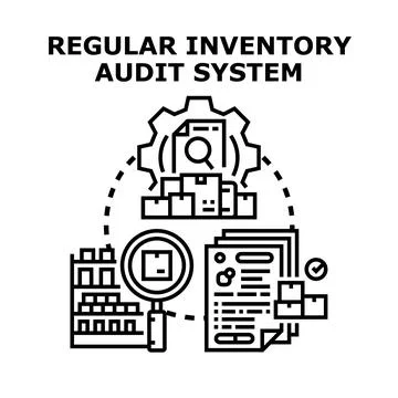 Regular inventory audit system maintaining stock control process Stock Illustration