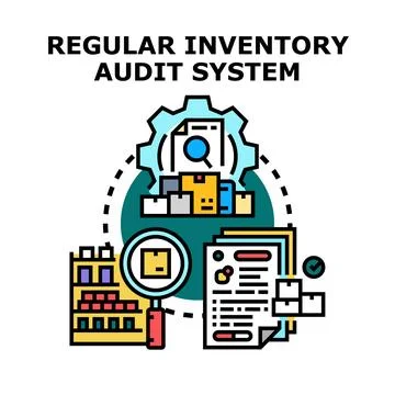Regular inventory audit system maintaining stock control process Stock Illustration