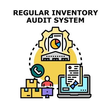 Regular inventory audit system managing business logistics Stock Illustration