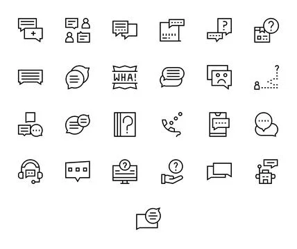 Regular Line Detail Enhanced Vector Icons from Support Request Set with 25 .. Illustrazione stock