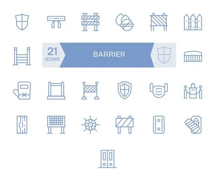 Regular Line Detail Enhanced Vector Icons from Barrier Set with 25 Retina R.. Illustrazione stock