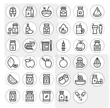 Regular Line Display Perfect Vector Icons from Vitamin Set with 35 High Res.. Stockillustratie