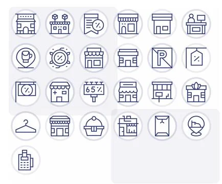 Regular Line Editable Vector Icons from Retail Store Set with 25 Retina Rea.. Stock Illustration