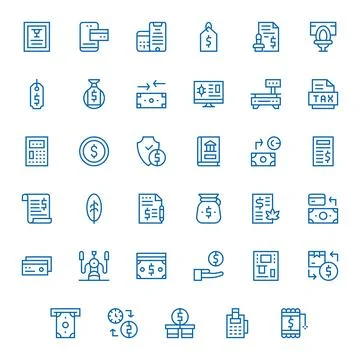 Regular Line Editable Vector Icons from Payment Set with 35 256x256 Icons Stock Illustration